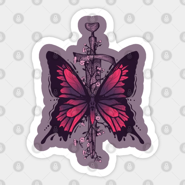 Butterfly Dagger Sticker by Jess Adams